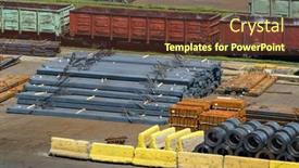  Presentation with marine transportation - PPT theme with industrial-infrastructure-of-the-seaport background and a tawny brown colored foreground