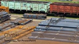  Presentation with marine transportation - Presentation theme featuring industrial-infrastructure-of-the-seaport background and a coral colored foreground