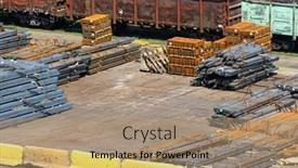  Presentation with railway infrastructure - Presentation consisting of industrial-infrastructure-of-the-seaport background and a coral colored foreground