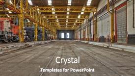  Presentation with corrosion - Beautiful slide set featuring industrial interior hall with metal backdrop and a gray colored foreground