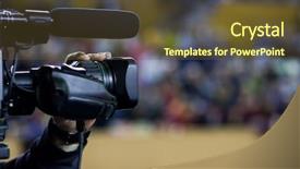  Presentation with entertainment - Amazing presentation theme having entertainment news - cameraman filming during game backdrop and a tawny brown colored foreground