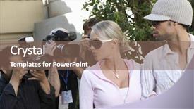  Presentation with celebrity - Amazing PPT theme having popstar - celebrity couple being photographed backdrop and a violet colored foreground