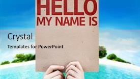  Presentation with name - Audience pleasing slides consisting of hello my name is card backdrop and a soft green colored foreground