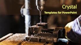  Presentation with drill - Colorful PPT theme enhanced with industrial iron drill in action backdrop and a tawny brown colored foreground