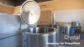  Presentation with food industrial - Slides enhanced with industrial-kitchen-with-huge-pots background and a gray colored foreground