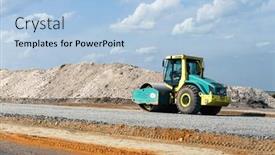  Presentation with road construction - Presentation theme with industrial-landscape-with-big-roller and a light blue colored foreground