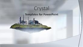  Presentation with floating - Amazing slide deck having industrial-landscape-with-chimneys-floating backdrop and a light gray colored foreground