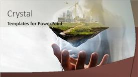  Presentation with floating - Cool new theme with industrial-landscape-with-chimneys-floating backdrop and a mint green colored foreground