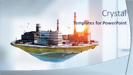  Presentation with floating - Colorful presentation theme enhanced with industrial-landscape-with-chimneys-floating backdrop and a sky blue colored foreground