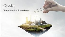  Presentation with floating - Slides enhanced with industrial-landscape-with-chimneys-floating background and a light gray colored foreground