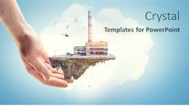  Presentation with floating - Presentation consisting of industrial-landscape-with-chimneys-floating background and a sky blue colored foreground