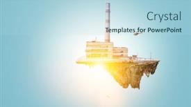  Presentation with floating - PPT theme having industrial-landscape-with-chimneys-floating background and a light blue colored foreground