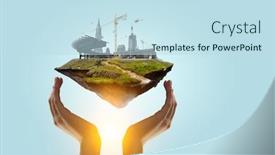  Presentation with industrial - Amazing presentation having industrial-landscape-with-chimneys-mixed backdrop and a sky blue colored foreground