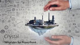  Presentation with industrial - PPT layouts enhanced with industrial-landscape-with-chimneys-mixed background and a light gray colored foreground