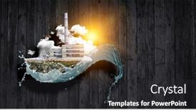  Presentation with industrial - Slide set enhanced with industrial-landscape-with-chimneys-mixed background and a dark gray colored foreground