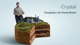  Presentation with industrial - Presentation design featuring industrial-landscape-with-chimneys-mixed background and a sky blue colored foreground