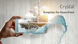  Presentation with industrial - Slide deck consisting of industrial-landscape-with-chimneys-mixed background and a lemonade colored foreground