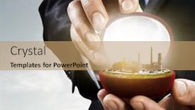  Presentation with industrial - Colorful presentation theme enhanced with industrial-landscape-with-chimneys backdrop and a coral colored foreground