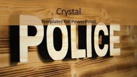  Presentation with wooden building blocks - Theme featuring industrial law - police word made with building background and a gold colored foreground