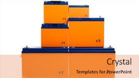  Presentation with batteries - Theme enhanced with industrial lead acid batteries group background and a gold colored foreground