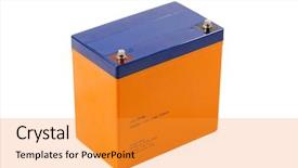  Presentation with lead - Presentation design having industrial lead acid battery isolated background and a gold colored foreground