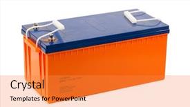  Presentation with acid - Colorful presentation theme enhanced with industrial lead acid battery isolated backdrop and a gold colored foreground