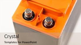  Presentation with acid - Presentation theme with industrial lead acid battery background and a coral colored foreground