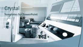  Presentation with control panel - PPT theme consisting of industrial machine and control panel background and a  colored foreground