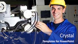  Presentation with machine operator - Slides having hose industry - modern industrial machine operator background and a navy blue colored foreground