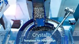  Presentation with machine assembly - Audience pleasing slide deck consisting of industrial-machine-robot-in-assembly backdrop and a ocean colored foreground