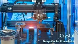  Presentation with machine assembly - Presentation featuring industrial-machine-robot-in-assembly background and a ocean colored foreground