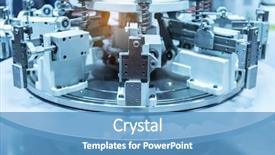  Presentation with machine assembly - Slide set featuring industrial machine robot in assembly background and a teal colored foreground