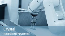  Presentation with machine assembly - Slide set consisting of industrial machine robot in assembly background and a teal colored foreground