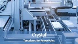  Presentation with machine assembly - Cool new PPT theme with industrial machine robot in assembly backdrop and a teal colored foreground