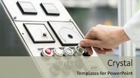  Presentation with lab coat - Amazing PPT layouts having industrial machine with mechanical backdrop and a light gray colored foreground