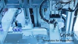  Presentation with robotic arm - Presentation theme with industrial manufacture plant smart factory background and a light blue colored foreground