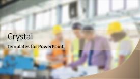  Presentation with manufacturing - Audience pleasing slide set consisting of industrial manufacturing blurred background concept backdrop and a  colored foreground