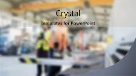  Presentation with manufacturing - Cool new PPT theme with industrial manufacturing blurred background concept backdrop and a  colored foreground