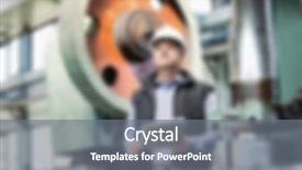  Presentation with manufacturing - Colorful presentation theme enhanced with industrial manufacturing blurred background concept backdrop and a  colored foreground