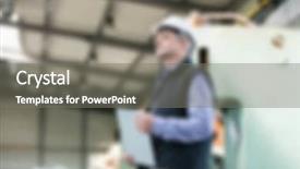  Presentation with manufacturing - Cool new slide set with industrial manufacturing blurred background concept backdrop and a  colored foreground