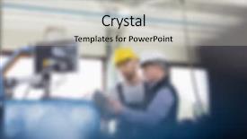  Presentation with manufacturing - Beautiful presentation design featuring industrial manufacturing blurred background concept backdrop and a  colored foreground