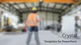  Presentation with manufacturing - Presentation design with industrial manufacturing blurred background concept background and a  colored foreground