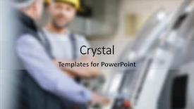  Presentation with manufacturing - Slide set having industrial manufacturing blurred background concept background and a  colored foreground