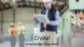 Presentation with manufacturing - Audience pleasing presentation design consisting of industrial manufacturing blurred background concept backdrop and a  colored foreground