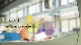  Presentation with manufacturing - Presentation theme featuring industrial manufacturing blurred background concept background and a  colored foreground