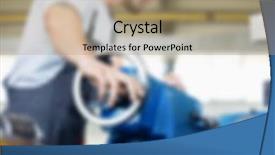  Presentation with manufacturing - Cool new slide set with industrial manufacturing blurred background concept backdrop and a  colored foreground