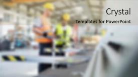 Presentation with manufacturing - Amazing presentation theme having industrial manufacturing blurred background concept backdrop and a  colored foreground