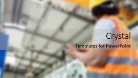  Presentation with manufacturing - Presentation theme with industrial manufacturing blurred background concept background and a  colored foreground