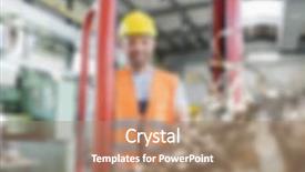  Presentation with manufacturing - Presentation featuring industrial manufacturing blurred background concept background and a  colored foreground