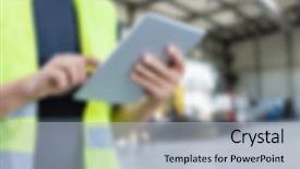  Presentation with manufacturing - PPT layouts with industrial manufacturing blurred background concept background and a  colored foreground